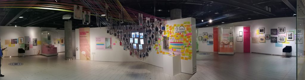 Panorama of the 'Connecting Stories' exhibition at the Library of Birmingham